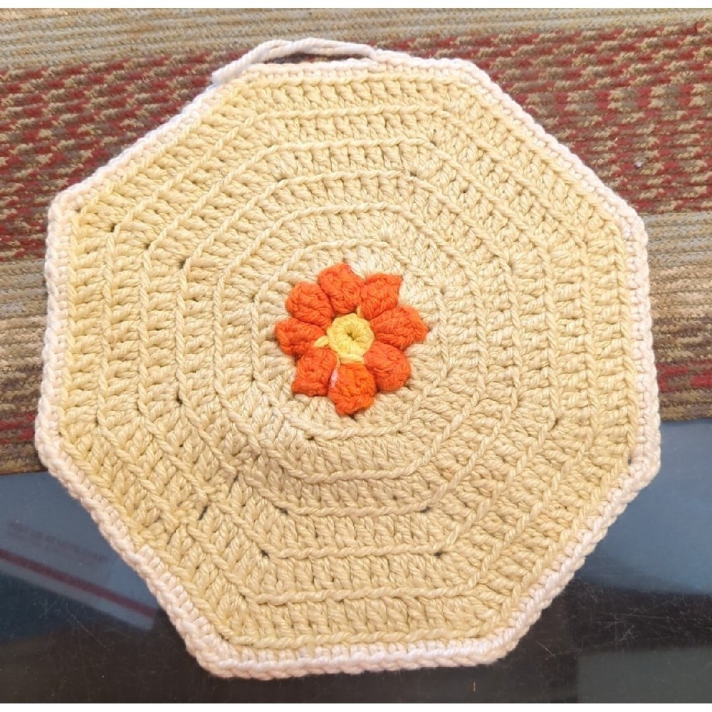 Vintage Crochet Tabletop Colorful Counter Doile Trivet Handmade By‎ Granny